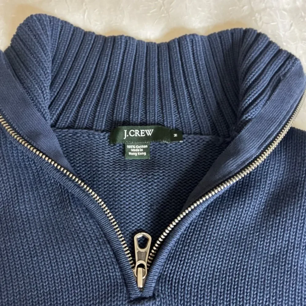 J. Crew Men's  Quarter Zip 100% Cotton Sweater Size M